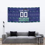 Personalized New Zealand Warriors Christmas Tapestry Maori Rugby Fans - Pixelated Ugly Xmas Pattern Mascot Santa