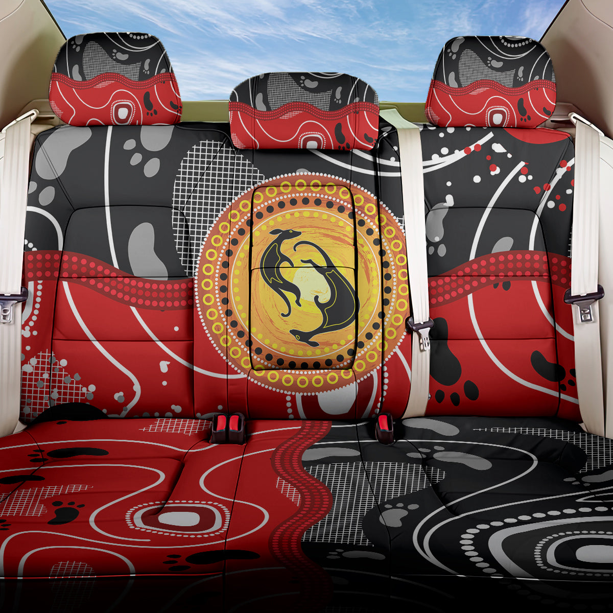 Aboriginal Flag Style Dot Art And Abstract Kangaroo Back Car Seat Cover