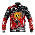 Aboriginal Flag Style Dot Art And Abstract Kangaroo Baseball Jacket