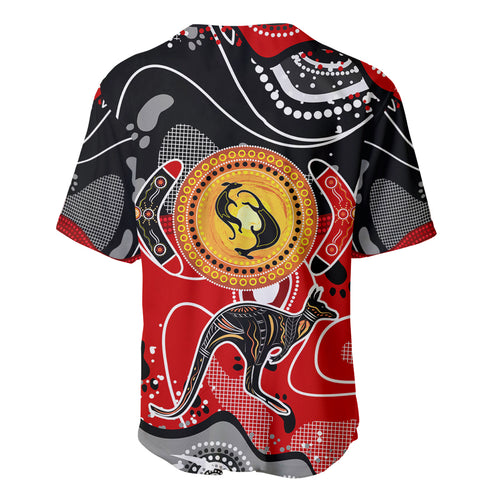 Aboriginal Flag Style Dot Art And Abstract Kangaroo Baseball Jersey