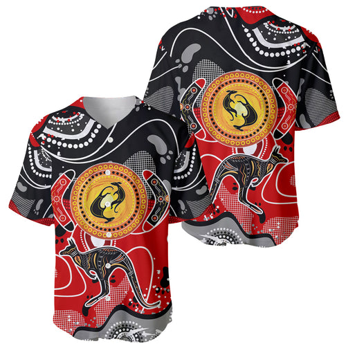 Aboriginal Flag Style Dot Art And Abstract Kangaroo Baseball Jersey