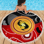 Aboriginal Flag Style Dot Art And Abstract Kangaroo Beach Blanket