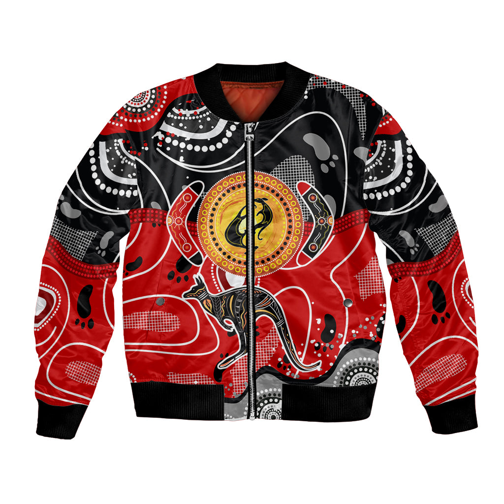 Aboriginal Flag Style Dot Art And Abstract Kangaroo Bomber Jacket
