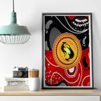 Aboriginal Flag Style Dot Art And Abstract Kangaroo Canvas Wall Art