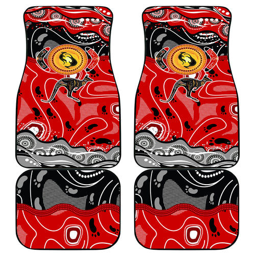Aboriginal Flag Style Dot Art And Abstract Kangaroo Car Mats