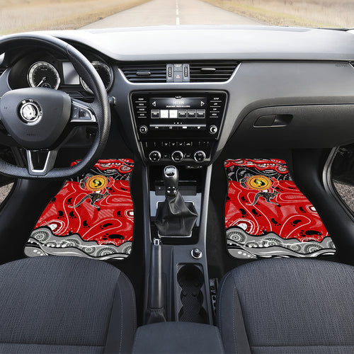 Aboriginal Flag Style Dot Art And Abstract Kangaroo Car Mats