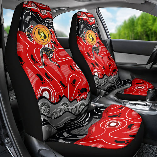 Aboriginal Flag Style Dot Art And Abstract Kangaroo Car Seat Cover