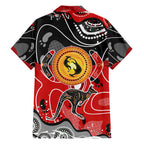 Aboriginal Flag Style Dot Art And Abstract Kangaroo Family Matching Short Sleeve Bodycon Dress and Hawaiian Shirt