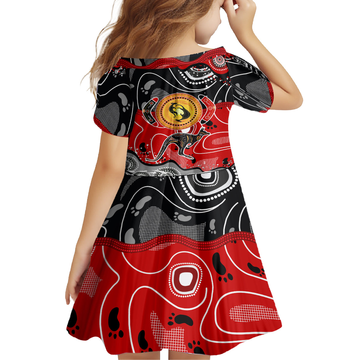 Aboriginal Flag Style Dot Art And Abstract Kangaroo Family Matching Tank Maxi Dress and Hawaiian Shirt