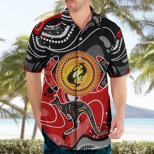 Aboriginal Flag Style Dot Art And Abstract Kangaroo Hawaiian Shirt