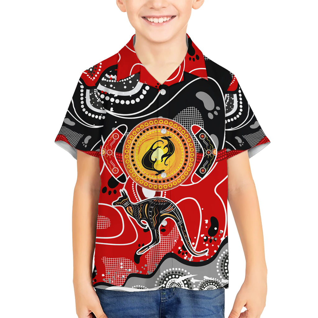 Aboriginal Flag Style Dot Art And Abstract Kangaroo Hawaiian Shirt