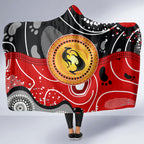 Aboriginal Flag Style Dot Art And Abstract Kangaroo Hooded Blanket