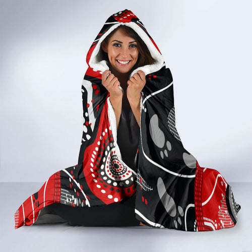 Aboriginal Flag Style Dot Art And Abstract Kangaroo Hooded Blanket