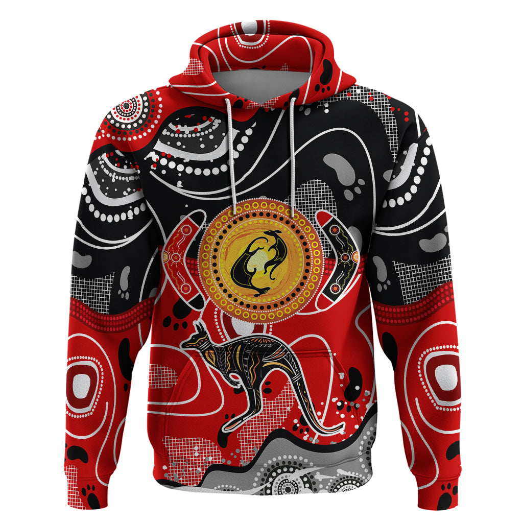 Aboriginal Flag Style Dot Art And Abstract Kangaroo Hoodie