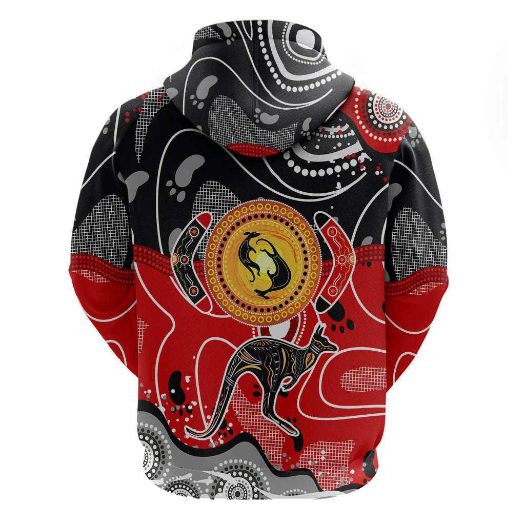 Aboriginal Flag Style Dot Art And Abstract Kangaroo Hoodie