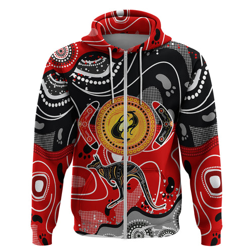 Aboriginal Flag Style Dot Art And Abstract Kangaroo Hoodie