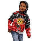 Aboriginal Flag Style Dot Art And Abstract Kangaroo Kid Hoodie
