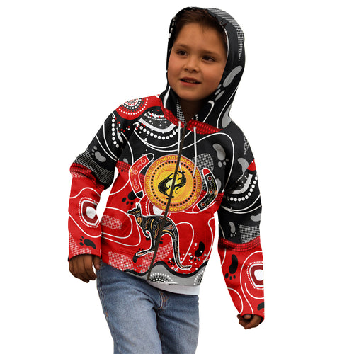 Aboriginal Flag Style Dot Art And Abstract Kangaroo Kid Hoodie