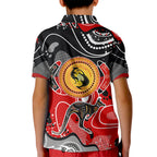 Aboriginal Flag Style Dot Art And Abstract Kangaroo Kid Polo Shirt