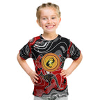 Aboriginal Flag Style Dot Art And Abstract Kangaroo Kid T Shirt