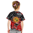Aboriginal Flag Style Dot Art And Abstract Kangaroo Kid T Shirt