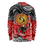 Aboriginal Flag Style Dot Art And Abstract Kangaroo Long Sleeve Shirt