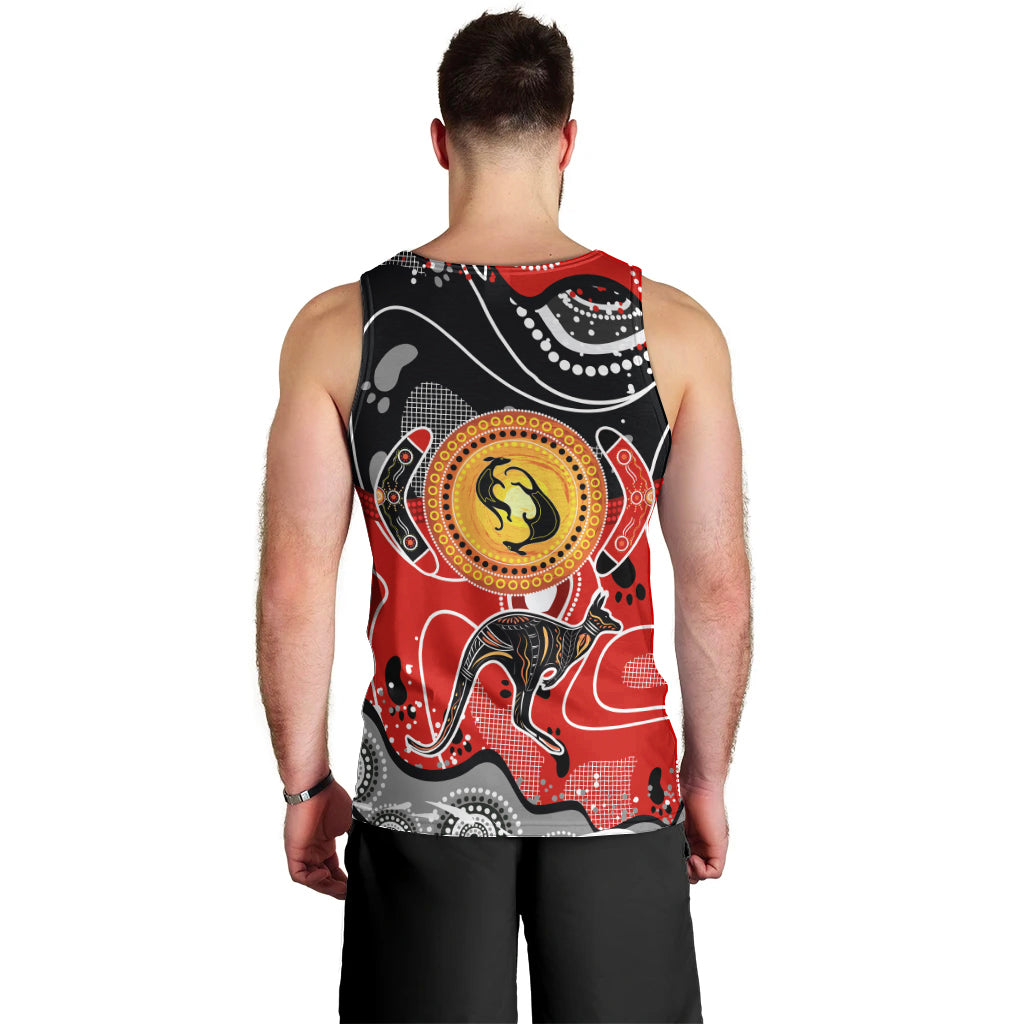 Aboriginal Flag Style Dot Art And Abstract Kangaroo Men Tank Top