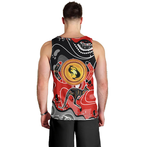 Aboriginal Flag Style Dot Art And Abstract Kangaroo Men Tank Top