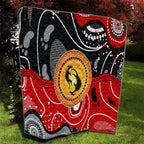 Aboriginal Flag Style Dot Art And Abstract Kangaroo Quilt