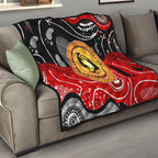 Aboriginal Flag Style Dot Art And Abstract Kangaroo Quilt