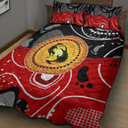 Aboriginal Flag Style Dot Art And Abstract Kangaroo Quilt Bed Set