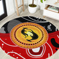 Aboriginal Flag Style Dot Art And Abstract Kangaroo Round Carpet