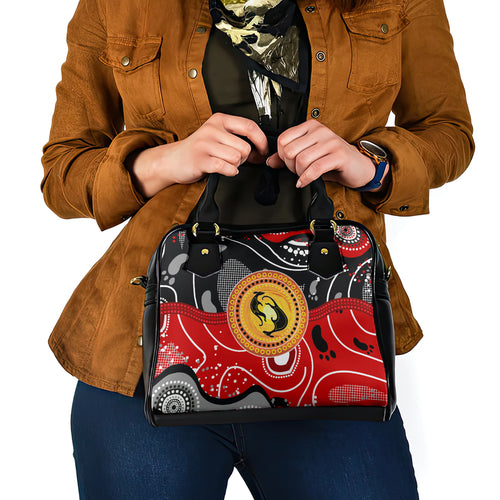 Aboriginal Flag Style Dot Art And Abstract Kangaroo Shoulder Handbag