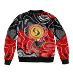 Aboriginal Flag Style Dot Art And Abstract Kangaroo Sleeve Zip Bomber Jacket