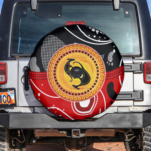 Aboriginal Flag Style Dot Art And Abstract Kangaroo Spare Tire Cover