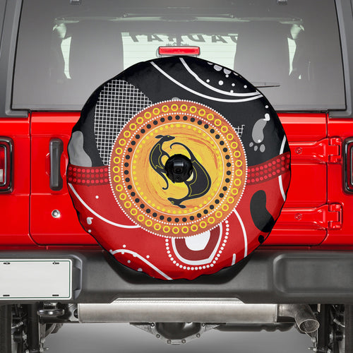 Aboriginal Flag Style Dot Art And Abstract Kangaroo Spare Tire Cover