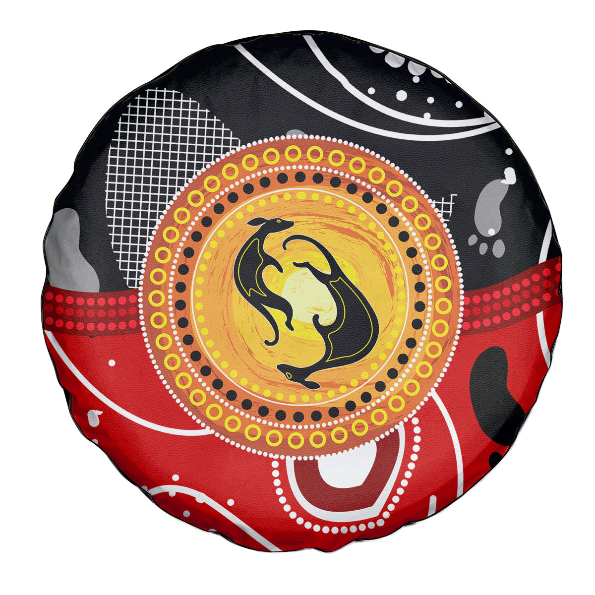 Aboriginal Flag Style Dot Art And Abstract Kangaroo Spare Tire Cover