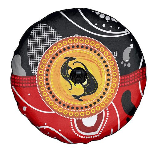 Aboriginal Flag Style Dot Art And Abstract Kangaroo Spare Tire Cover