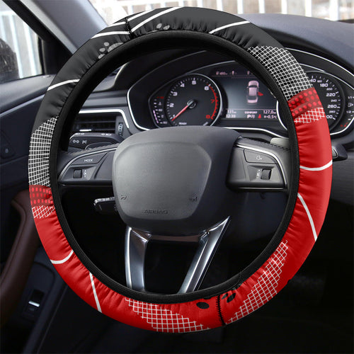 Aboriginal Flag Style Dot Art And Abstract Kangaroo Steering Wheel Cover