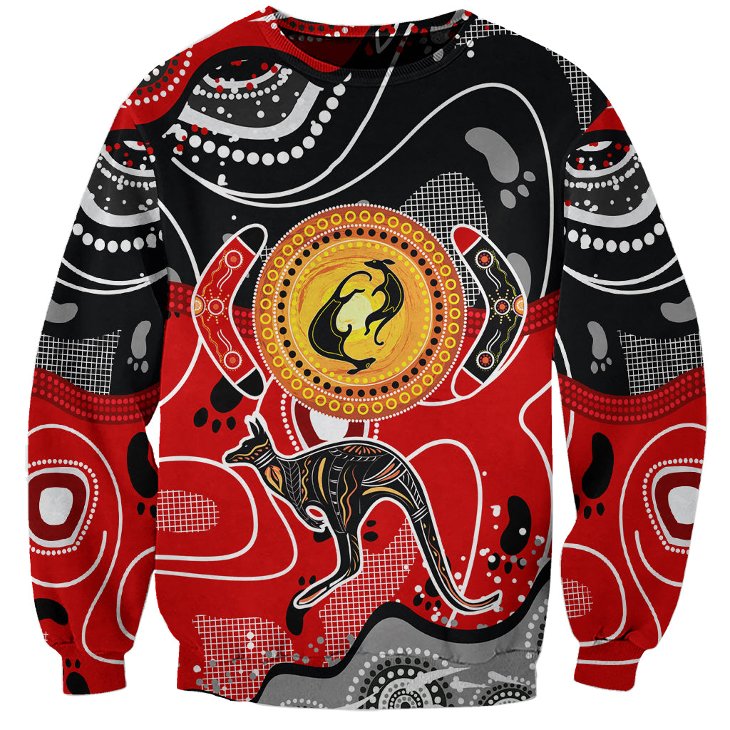 Aboriginal Flag Style Dot Art And Abstract Kangaroo Sweatshirt