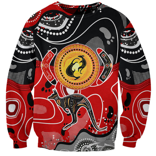Aboriginal Flag Style Dot Art And Abstract Kangaroo Sweatshirt