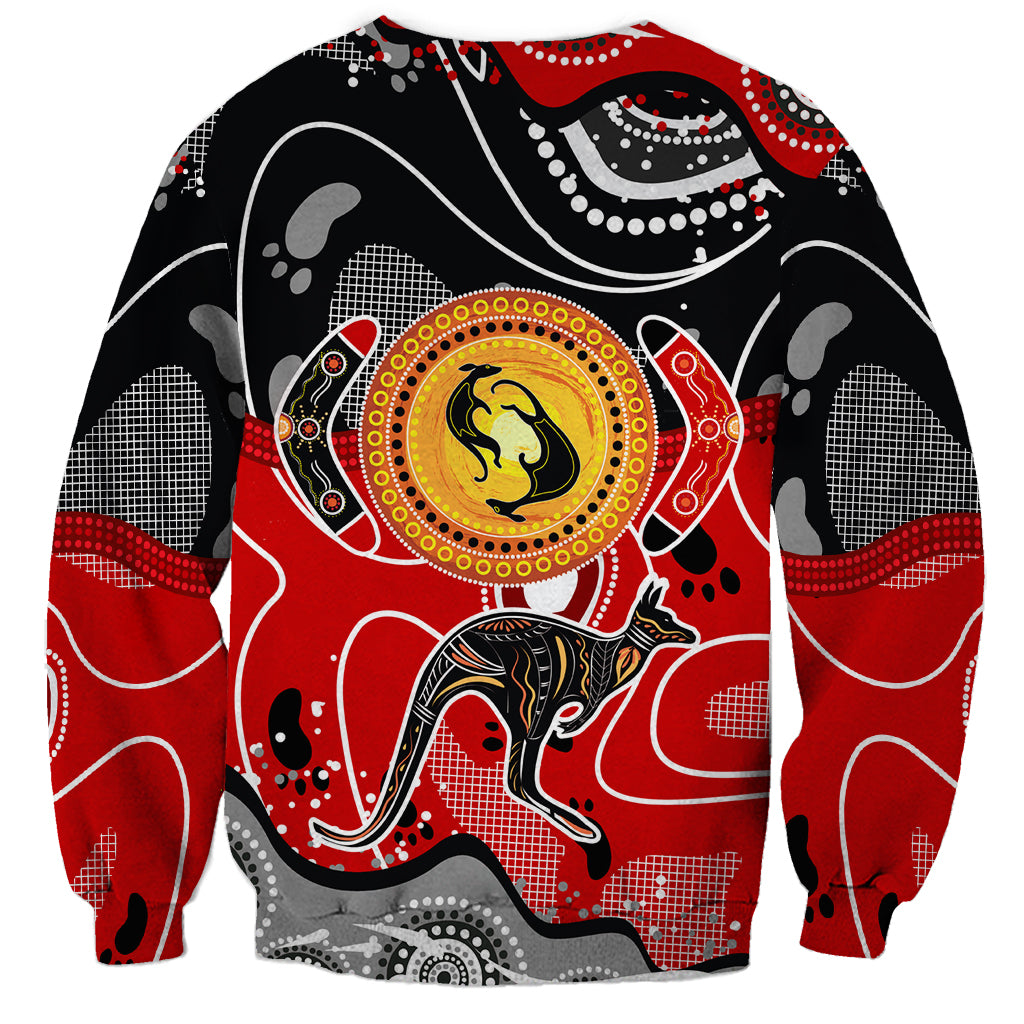 Aboriginal Flag Style Dot Art And Abstract Kangaroo Sweatshirt