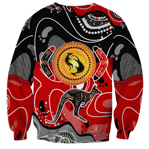 Aboriginal Flag Style Dot Art And Abstract Kangaroo Sweatshirt