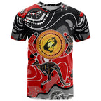 Aboriginal Flag Style Dot Art And Abstract Kangaroo T Shirt