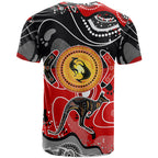 Aboriginal Flag Style Dot Art And Abstract Kangaroo T Shirt