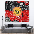 Aboriginal Flag Style Dot Art And Abstract Kangaroo Tapestry