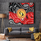 Aboriginal Flag Style Dot Art And Abstract Kangaroo Tapestry