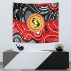 Aboriginal Flag Style Dot Art And Abstract Kangaroo Tapestry