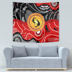 Aboriginal Flag Style Dot Art And Abstract Kangaroo Tapestry