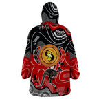 Aboriginal Flag Style Dot Art And Abstract Kangaroo Wearable Blanket Hoodie